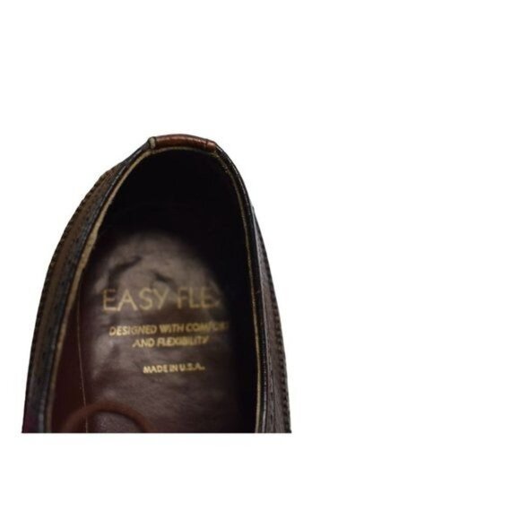 Men's Vintage Easy Flex Brown Leather Oxford Wingtip Lace-Up 9.5D - Picture 9 of 10